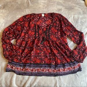 Red Floral Pleasant Shirt